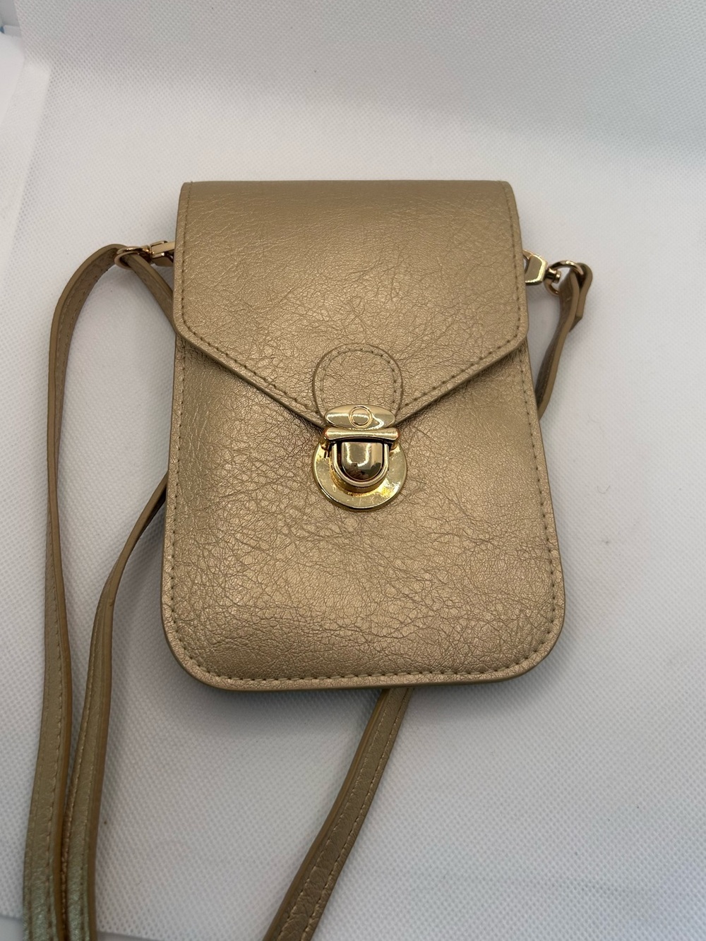 Save the Girls Gold Metallic Crossbody Phone Bag with Easy Touch Screen